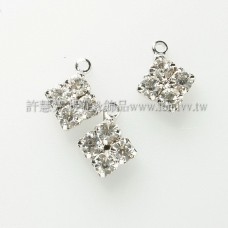 四方菱形水鑽墜飾-8x10mm-4個