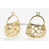 幸運草鏤空雕花包包墜飾-18.5x23.6mm-2個