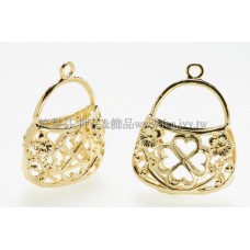 幸運草鏤空雕花包包墜飾-18.5x23.6mm-2個