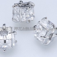 立體方形晶亮鋯石珠-7mm-1包-2個