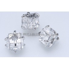 立體方形晶亮鋯石珠-7mm-1包-2個