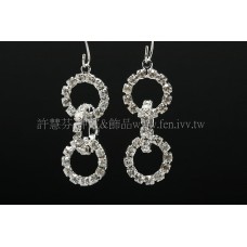 圓形水鑽墜飾-14*32.8mm-1對