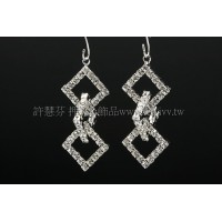 菱形水鑽墜飾-14*32.8mm-1對