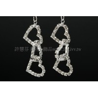 心形水鑽墜飾-14*32.8mm-1對