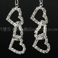 心形水鑽墜飾-14*32.8mm-1對