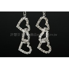 心形水鑽墜飾-14*32.8mm-1對