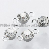 透明色雙洞爪鑽墜飾-4mm-10個