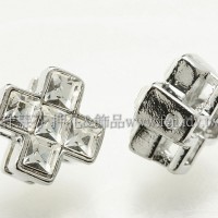 十字水鑽2孔連接墜飾-11mm-1個