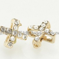 細十字水鑽2孔連接墜飾14K-10mm-1個