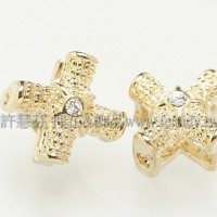 格紋十字水鑽2孔連接墜飾-10mm-1個