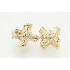 格紋十字水鑽2孔連接墜飾-10mm-1個