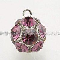 紫紅色圓12顆立體爪鑽墜飾正白-12mm-2個