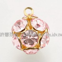 12mm-14K-圓12顆立體爪鑽墜飾-2個