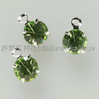 5mm草綠色單孔爪鑽墜飾正白-5個