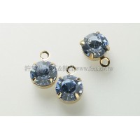 6mm水藍色單孔爪鑽墜飾-14K-5個