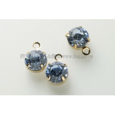 6mm水藍色單孔爪鑽墜飾-14K-5個