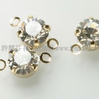 6mm透明色雙洞爪鑽墜飾-14K-5個