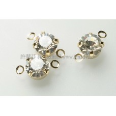 6mm透明色雙洞爪鑽墜飾-14K-5個