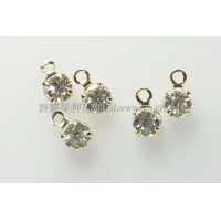 3mm透明色 單孔爪鑽墜飾14K-10個