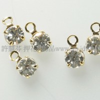 3mm透明色 單孔爪鑽墜飾14K-10個