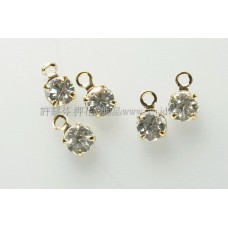 3mm透明色 單孔爪鑽墜飾14K-10個