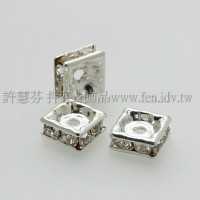 6mm方形銀彩隔珠水晶色-1包-8個