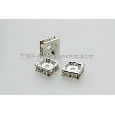 6mm方形銀彩隔珠水晶色-1包-8個