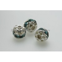 8mm圓球形銀彩隔珠-水藍色-6個