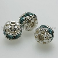 8mm圓球形銀彩隔珠-水藍色-6個