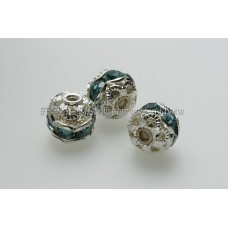 8mm圓球形銀彩隔珠-水藍色-6個