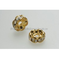 6mm扁圓形金彩隔珠-水晶色-8個