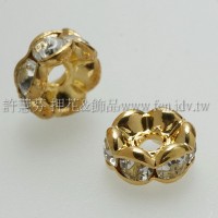 6mm扁圓形金彩隔珠-水晶色-8個