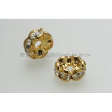 6mm扁圓形金彩隔珠-水晶色-8個