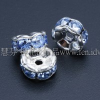 5mm扁圓形銀彩隔珠-水藍色-10個