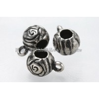 花紋圓形項鍊墜飾接頭塑料古銀8mm-10個