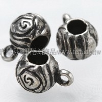 花紋圓形項鍊墜飾接頭塑料古銀8mm-10個