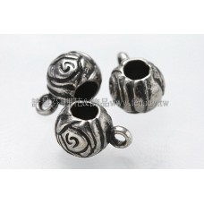 花紋圓形項鍊墜飾接頭塑料古銀8mm-10個