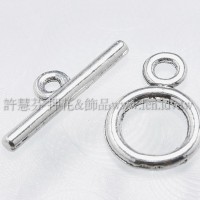 1字扣圓圈項鍊.手鍊接頭古銀1對