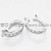 公主晶鑽D形墜飾夾頭正白-15mm-2個
