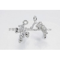 蝴蝶結晶鑽墜飾夾頭正白-13mm-2個