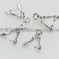 小竹節墜飾夾頭正白-5x9mm-1包-5個