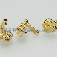 玫瑰花墜飾夾頭金色-5x10mm-5個