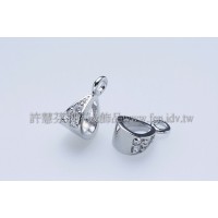 彩鑽項鍊墜飾連接頭正白5x11mm-1包-1個
