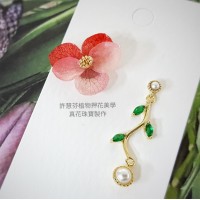 紅粉香堇花真花耳環飾品