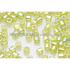 1.5mm方管日本珠-透明彩虹萊姆綠色-5g