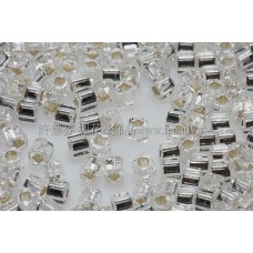 1.5mm方管日本珠-透明水晶灌銀色-5g