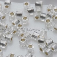 1.5mm方管日本珠-透明霜白水晶灌銀色-5g