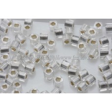 1.5mm方管日本珠-透明霜白水晶灌銀色-5g