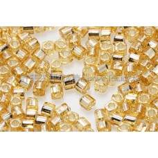 1.5mm方管日本珠-黃水晶灌銀色-5g