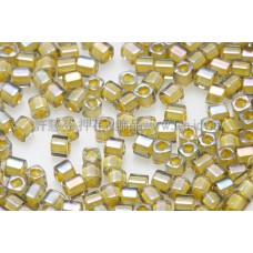 1.5mm方管日本珠-灰鑽光內鑲不透明中國黃色-5g